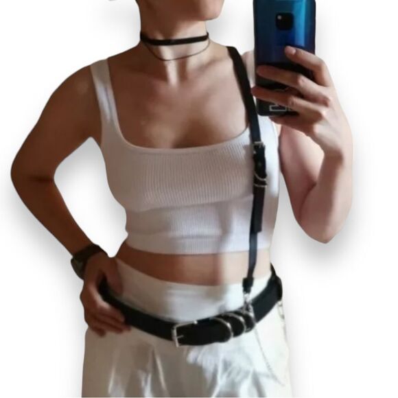 Black Suspender Pants Chains Body Harness Belt -NEW - Picture 2 of 5